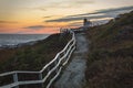 Sunset behind rose blanche lighthouse