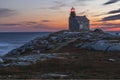 Sunset behind rose blanche lighthouse