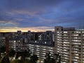 Sunset behind row of apartments in Singapore Royalty Free Stock Photo