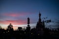Sunset behind the sleeping beauty castle Royalty Free Stock Photo