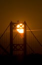 Sunset behind Tacoma Narrows Bridge Royalty Free Stock Photo