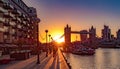 Sunset behind Tower Bridge, London