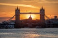 The Tower Bridge of London during sunset Royalty Free Stock Photo