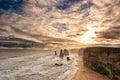 Sunset behind twelve apostles at great ocean road Royalty Free Stock Photo