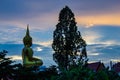 Sunset behind Wat Lad Pha Dook , Temple in Nonthaburi Royalty Free Stock Photo