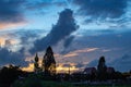 Sunset behind Wat Lad Pha Dook , Temple in Nonthaburi. Royalty Free Stock Photo