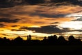 Sunset behind Wat Lad Pha Dook , Temple in Nonthaburi. Royalty Free Stock Photo