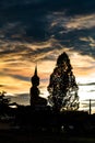 Sunset behind Wat Lad Pha Dook , Temple in Nonthaburi. Royalty Free Stock Photo