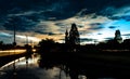 Sunset behind Wat Lad Pha Dook , Temple in Nonthaburi. Royalty Free Stock Photo