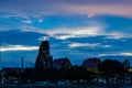 Sunset behind Wat Lad Pha Dook , Temple in Nonthaburi Royalty Free Stock Photo