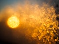 Sunset behind the window glass with raindrops Royalty Free Stock Photo