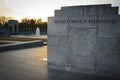 Sunset behind the World War II monument