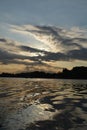 Sunset in Belgrade on lake Ada