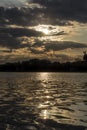 Sunset in Belgrade on lake Ada