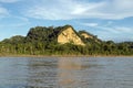 Sunset at Beni river cliffs, adventure in jungles of Madidi national park, Amazon river basin in Bolivia, South America Royalty Free Stock Photo