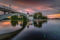 Sunset in Berlin over Spree island Royalty Free Stock Photo