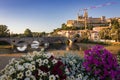 Sunset in Beziers town in the Canal du Midi (France)