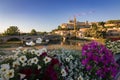 Sunset in Beziers town in the Canal du Midi (France)