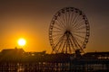 Sunset by the big wheel on Central Pier, Blackpool, Lancashire, UK Royalty Free Stock Photo