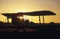 Sunset on biplane Tiger Moth Royalty Free Stock Photo