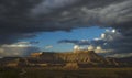 Sunset and black clouds over Horseshoe mesa, Utah, USA Royalty Free Stock Photo
