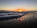 Sunset at Black Sand Beach Waimea on Kauai Island, Hawaii. Royalty Free Stock Photo