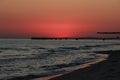 Sunset. Black Sea. Kinburn Spit. Beautiful sky. Royalty Free Stock Photo