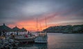 Sunset at Blue bay beach Curacao views Royalty Free Stock Photo