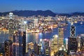 Sunset Blue Hour Over Victoria Harbor in Hong Kong, China Royalty Free Stock Photo