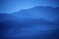 Sunset, blue ridges