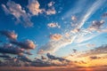 Sunset on blue sky with clouds Royalty Free Stock Photo