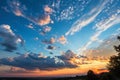 Sunset on blue sky with clouds Royalty Free Stock Photo