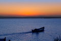 Sunset boat in Albufera lake Valencia