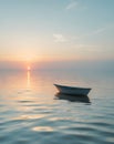 Sunset Boat Calm Water Peaceful Reflection Hope Royalty Free Stock Photo