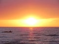 Sunset, boat, fishing,sunlignt, sea at rest