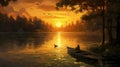 Sunset Boat Ride on a Serene Lake