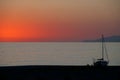 Sunset with boat silhouette