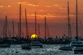 Sunset, boats and a beautiful view of Punta Del Este Uruguay Royalty Free Stock Photo