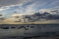 Sunset on the boats docked at Porto da Barra beach Royalty Free Stock Photo
