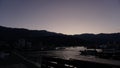 At sunset, boats in the harbor at the marina. Montenegro. Budva Royalty Free Stock Photo