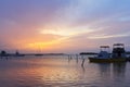 Sunset boats Luminous Lagoon, Martha Brae River, Jamaica Royalty Free Stock Photo