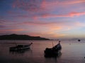 Sunset bay and Boats in the sea, Juan Griego Bay , Margarita island Venezuela Royalty Free Stock Photo