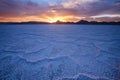 Sunset at Bonneville Salt Flats Royalty Free Stock Photo