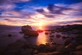Sunset at Bonsai Rock, Lake Tahoe, Nevada Royalty Free Stock Photo