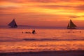 Sunset on Boracay beach, Philippines Royalty Free Stock Photo