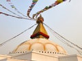 Sunset at the boudhanath stupa kathmandu nepal Royalty Free Stock Photo