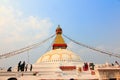 Sunset at the boudhanath stupa kathmandu nepal Royalty Free Stock Photo