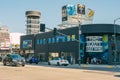 Sunset Boulevard in West Hollywood on a bright sunny day. Architecture, traffic, city life