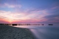 Sunset and breakwaters on the Baltic Sea Royalty Free Stock Photo