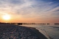 Sunset and breakwaters on the Baltic Sea Royalty Free Stock Photo